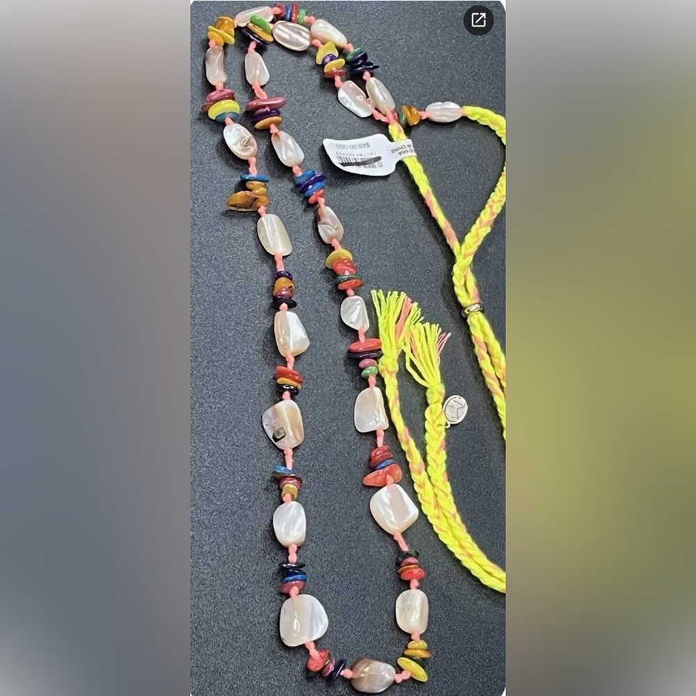 Free People X Ariana Ost “At The Market” Necklace ~ Neon Yellow/Orange; NWT - Picture 4 of 16